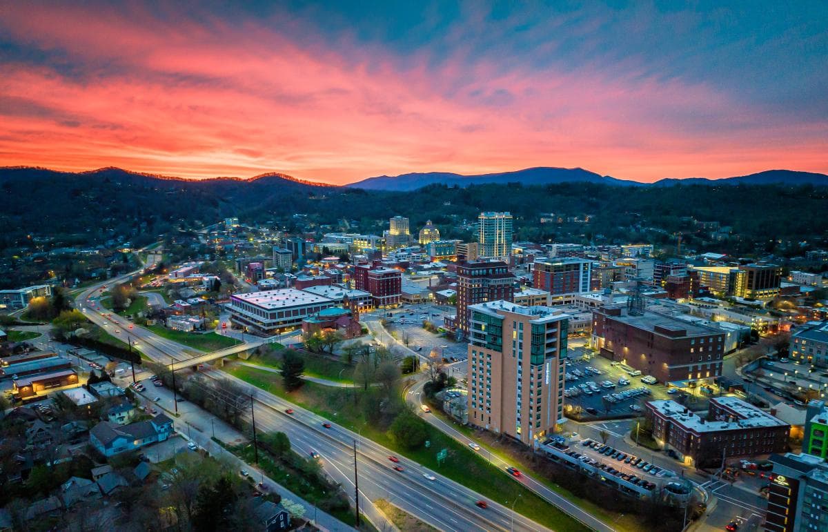 Downtown Asheville Drone View Downtown Asheville Drone View