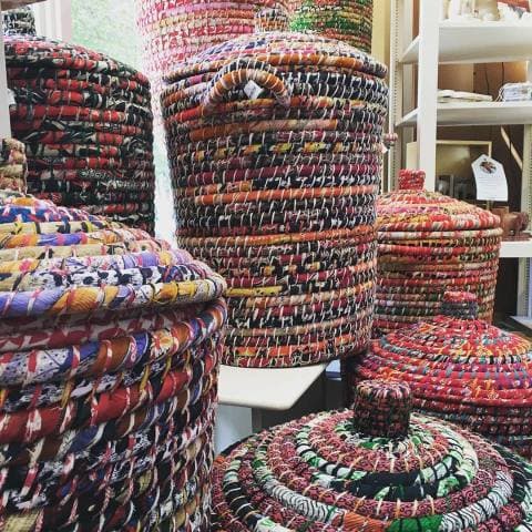 One of our most popular products, these colorful hampers are handmade with recycled sari material by women in rural Bangladesh. Each one is unique! One of our most popular products, these colorful hampers are handmade with recycled sari material by women in rural Bangladesh. Each one is unique!