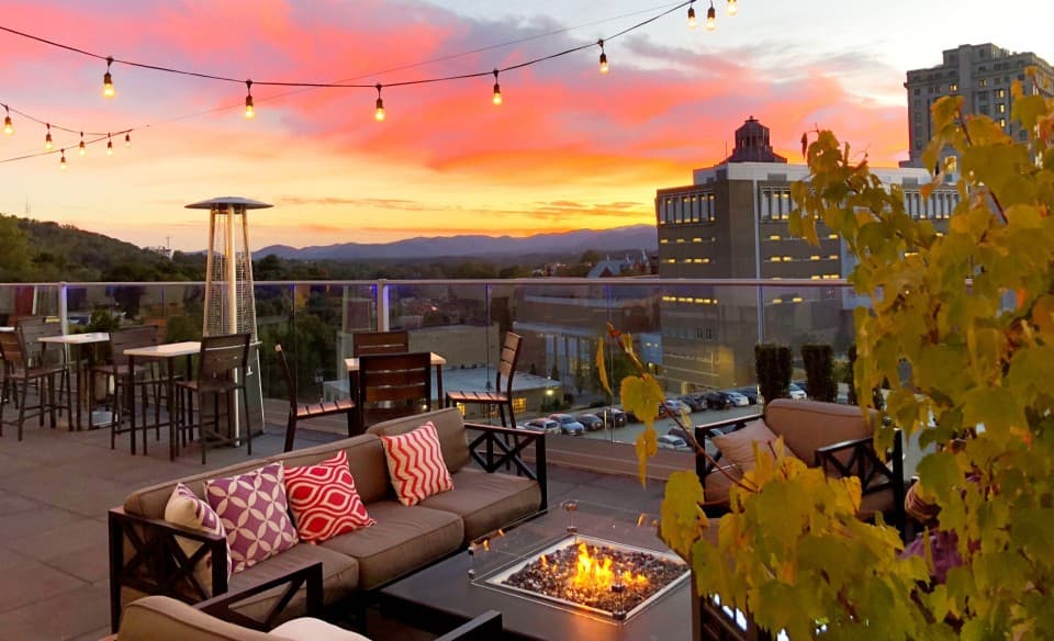 Rooftop bar overlooking beautiful Asheville! Rooftop bar overlooking beautiful Asheville!