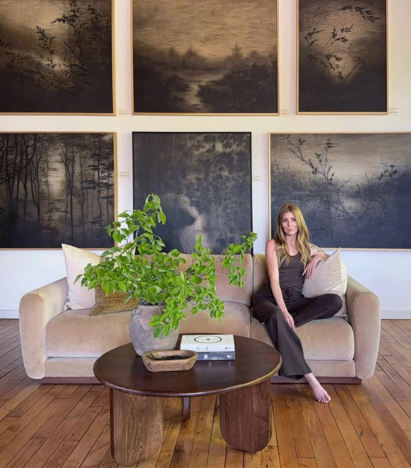 Charcoal artist Linsey Gray in her River Arts District studio located in the upper level of the historic Asheville Cotton Mill Charcoal artist Linsey Gray in her River Arts District studio located in the upper level of the historic Asheville Cotton Mill