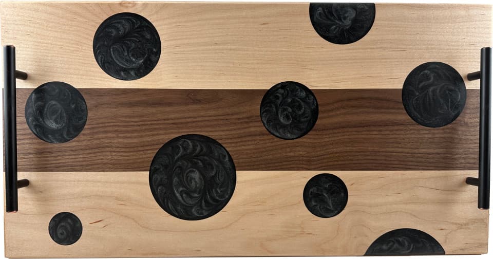 Maple and walnut, graphite resin Maple and walnut, graphite resin