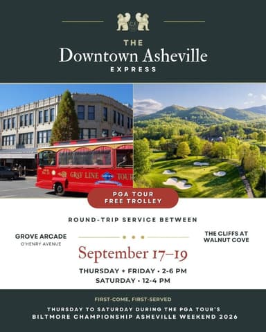 Ride Free from the Biltmore Championship Asheville to Downtown Asheville