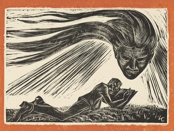 Letterio Calapai, "Untitled" from the "Look Homeward, Angel" portfolio (detail), 1948, wood engraving, edition 70/200, 13 × 18 inches. Museum purchase. Courtesy Asheville Art Museum. Letterio Calapai, "Untitled" from the "Look Homeward, Angel" portfolio (detail), 1948, wood engraving, edition 70/200, 13 × 18 inches. Museum purchase. Courtesy Asheville Art Museum.
