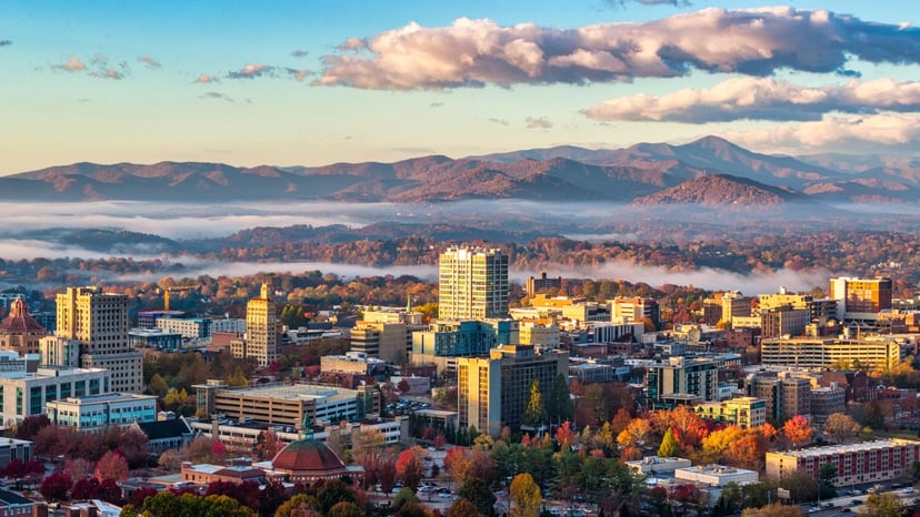 Downtown Asheville in fall