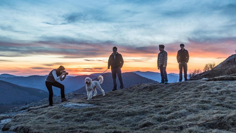 Family on a hike in the Blue Ridge Mountains in winter / Photo: Jared Kay